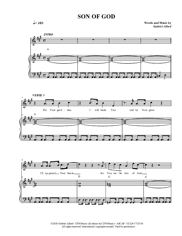 Son Of God Piano/Vocal (Christ For The Nations)