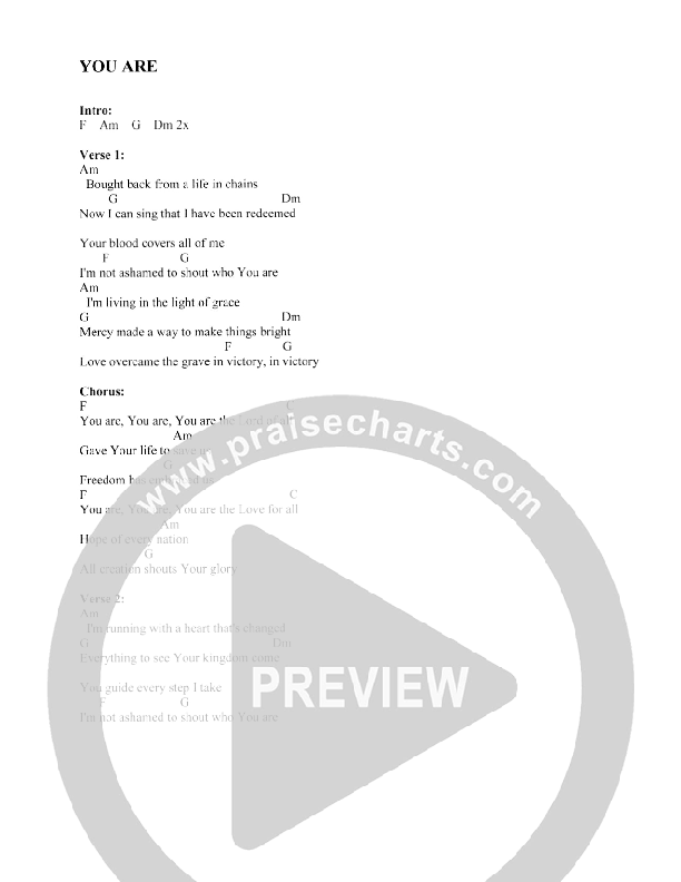 You Are Chords & Lyrics (Christ For The Nations)
