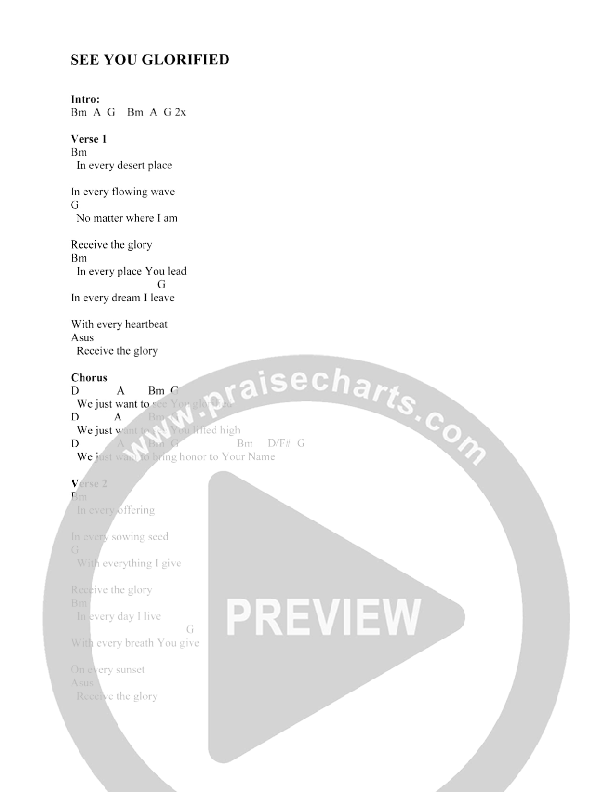 See You Glorified Chords & Lyrics (Christ For The Nations)