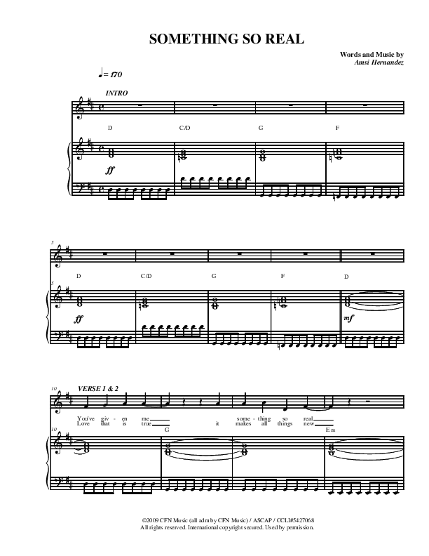 Something So Real Piano/Vocal (Christ For The Nations)