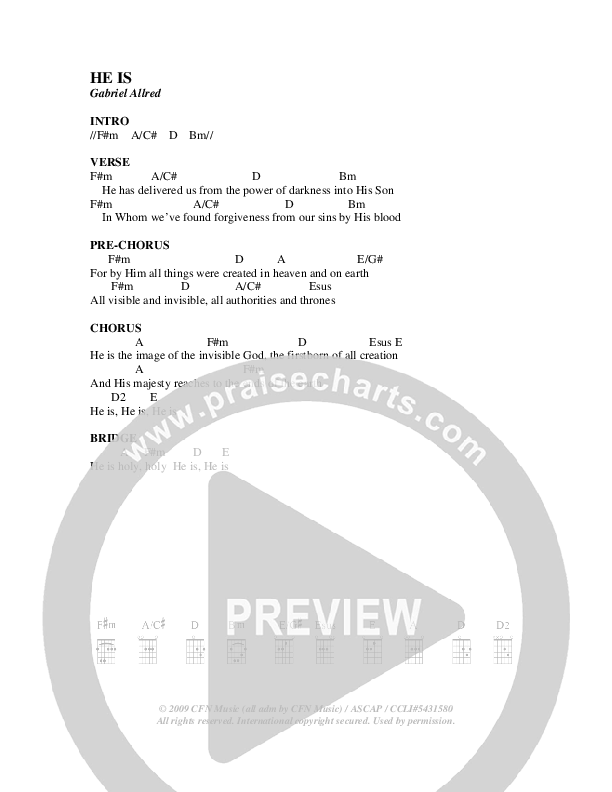 He Is Chords & Lyrics (Christ For The Nations)