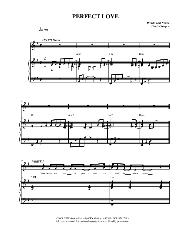 Perfect Love Piano/Vocal (Christ For The Nations)