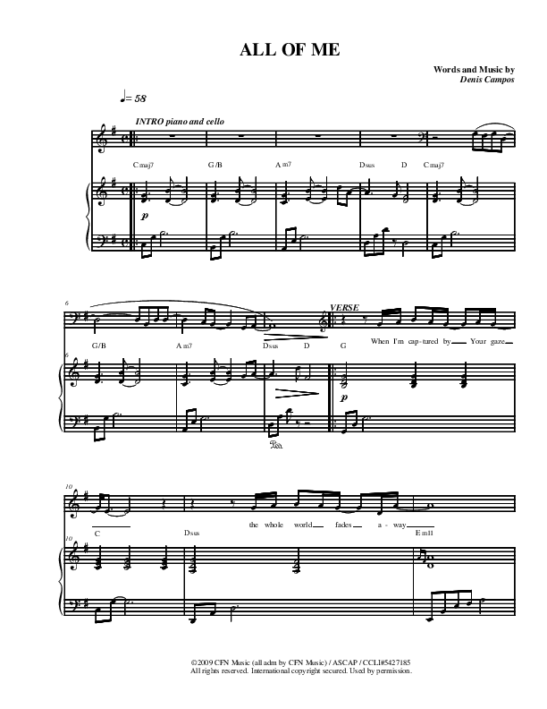 All Of Me Piano/Vocal (Christ For The Nations)