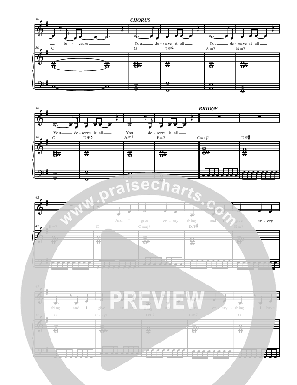 You Deserve It All Piano/Vocal (Christ For The Nations)