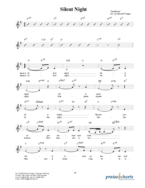 Silent Night Lead Sheet (Hillsong Worship)