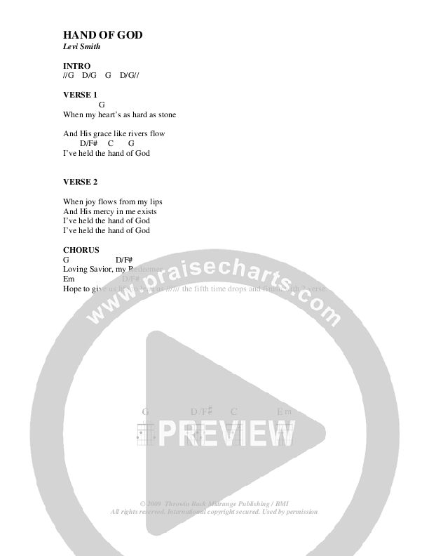 Hand Of God Chords & Lyrics (Youth For The Nations)