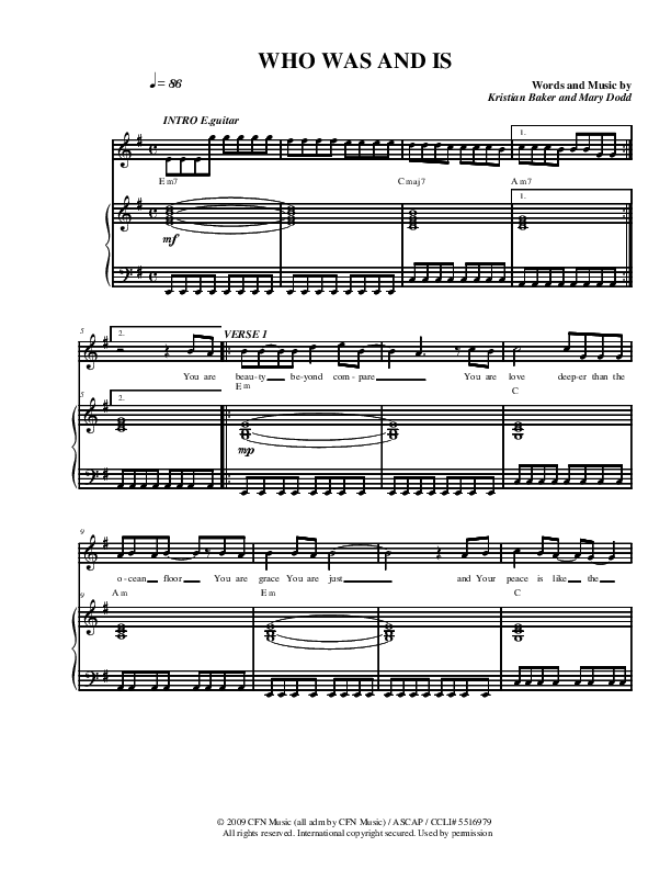 Who Was And Is Piano/Vocal (Youth For The Nations)