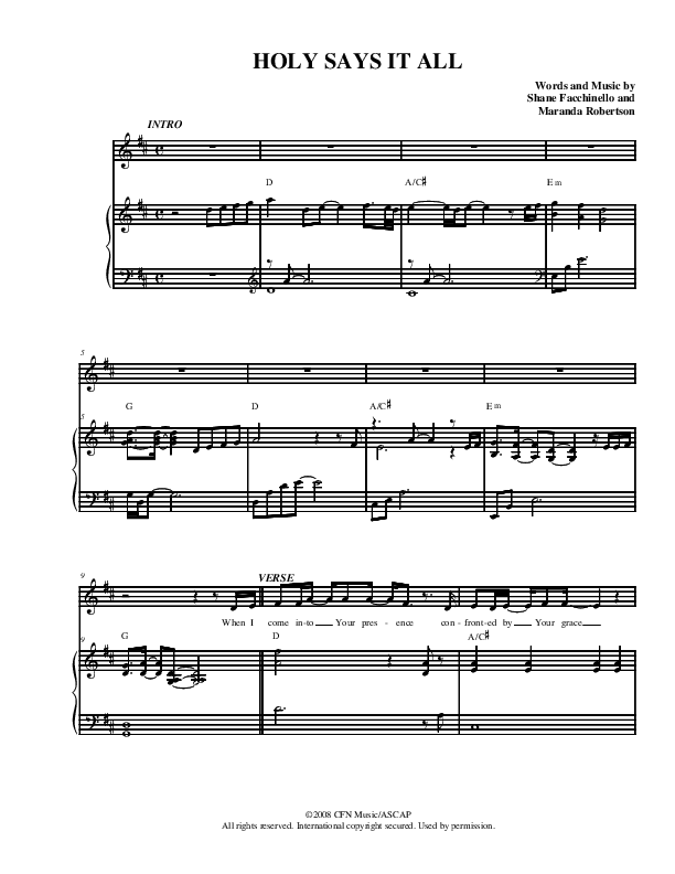 Holy Says It All Piano/Vocal (Christ For The Nations)