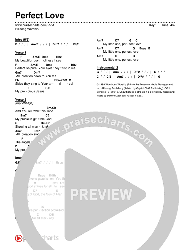 Perfect Love Chords & Lyrics (Hillsong Worship)