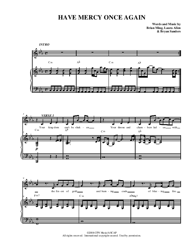 Have Mercy Once Again Piano/Vocal (Christ For The Nations)