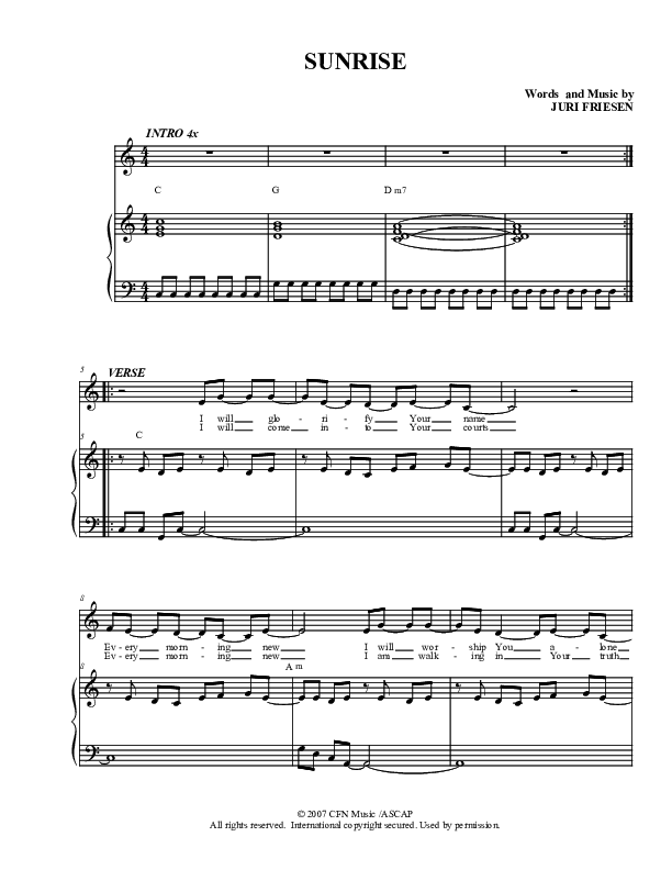 Sunrise Piano/Vocal (Christ For The Nations)