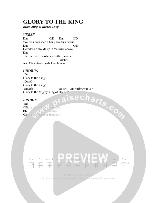 Glory To The King Chord Chart (Christ For The Nations)