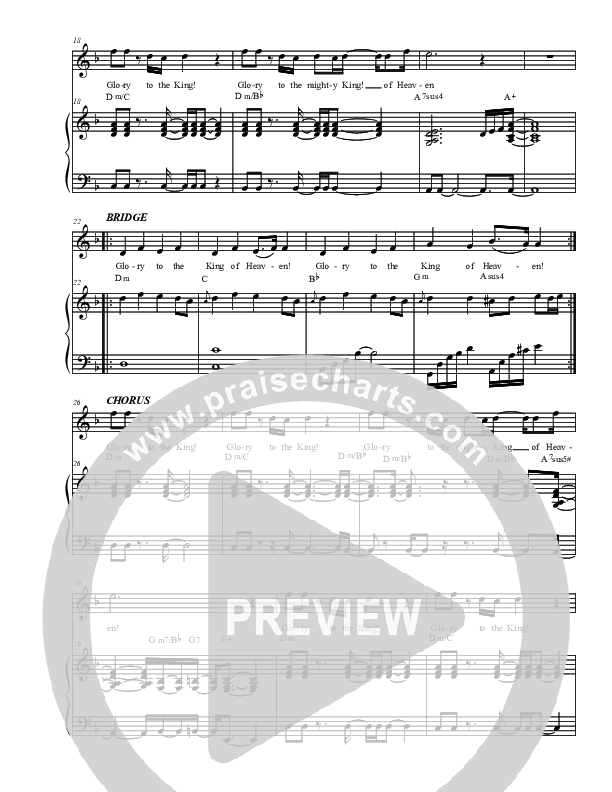 Glory To The King Piano/Vocal (Christ For The Nations)