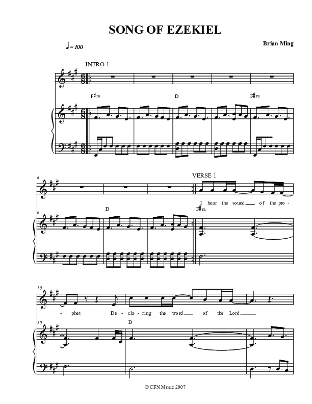 Song Of Ezekiel Piano/Vocal (Christ For The Nations)