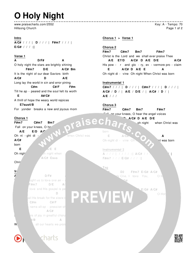 O Holy Night Chords & Lyrics (Hillsong Worship)