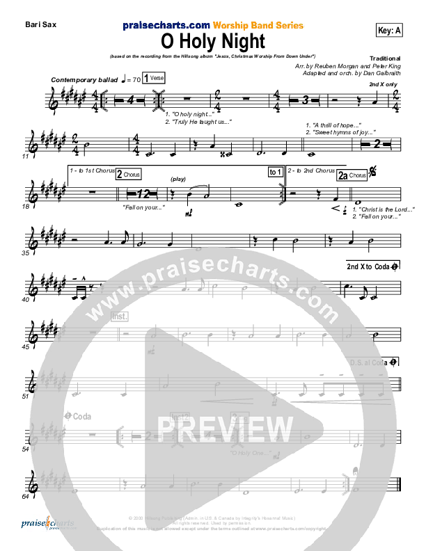 O Holy Night Bari Sax (Hillsong Worship)