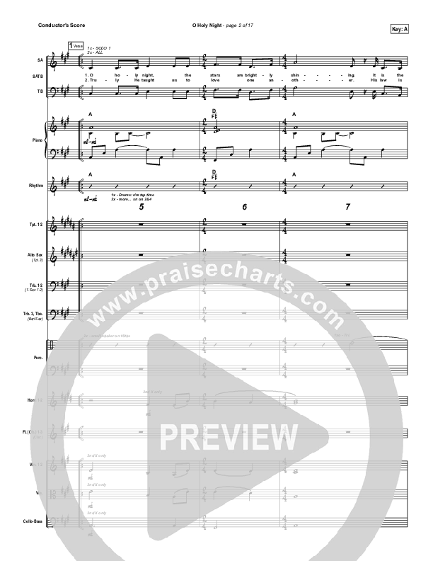 O Holy Night Conductor's Score (Hillsong Worship)