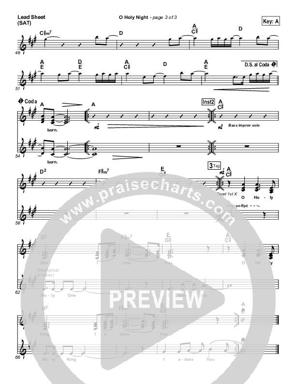 O Holy Night Lead Sheet (Hillsong Worship)