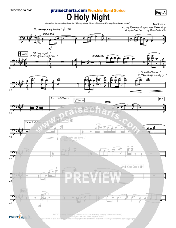O Holy Night Trombone 1/2 (Hillsong Worship)