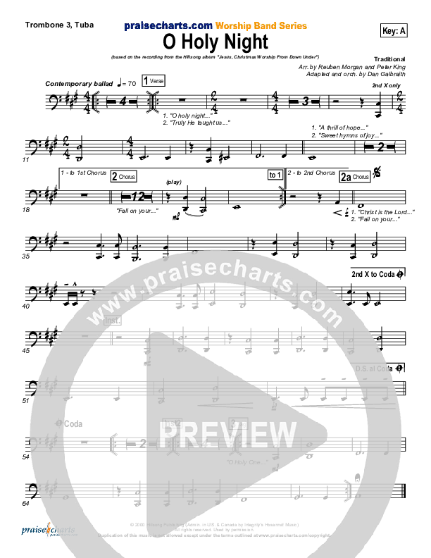 O Holy Night Trombone 3/Tuba (Hillsong Worship)