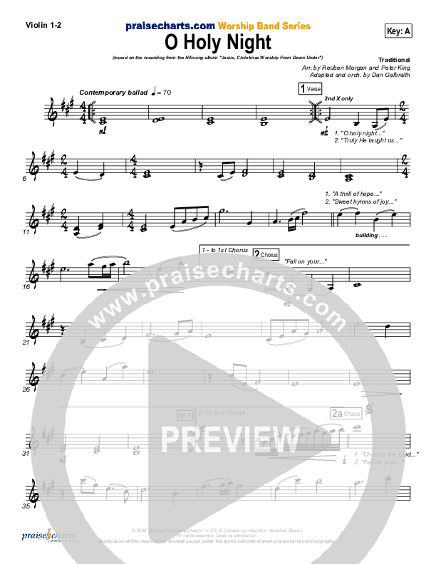 O Holy Night Violin 1/2 (Hillsong Worship)