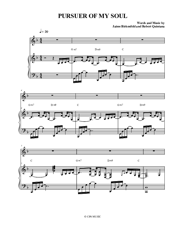 Pursuer Of My Soul Piano/Vocal (Christ For The Nations)