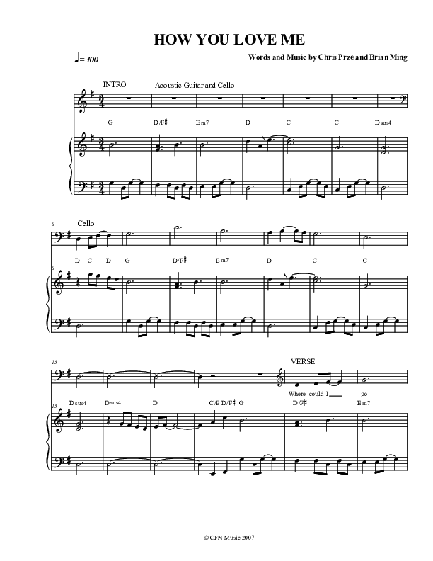 How You Love Me Piano/Vocal (Christ For The Nations)