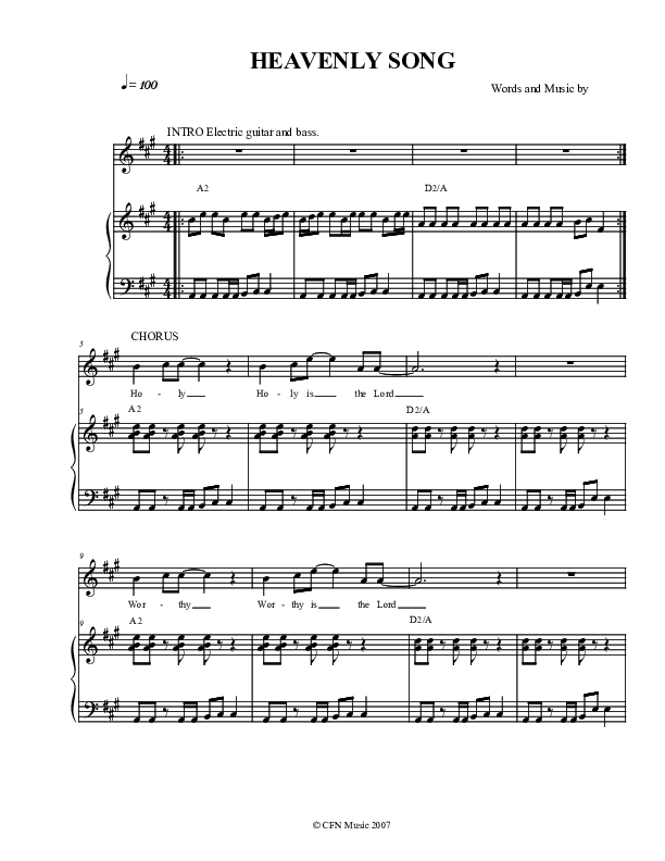 Heavenly Song Piano/Vocal (Christ For The Nations)