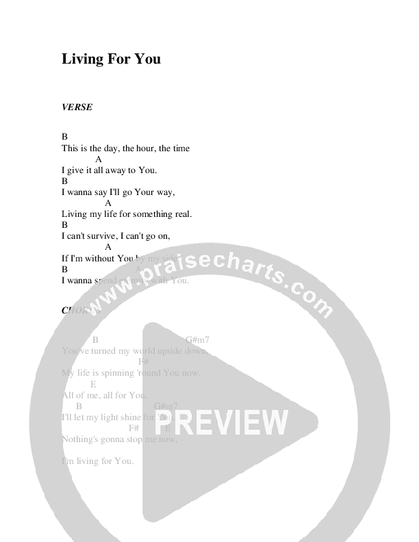 Living For You Chords & Lyrics (Christ For The Nations)