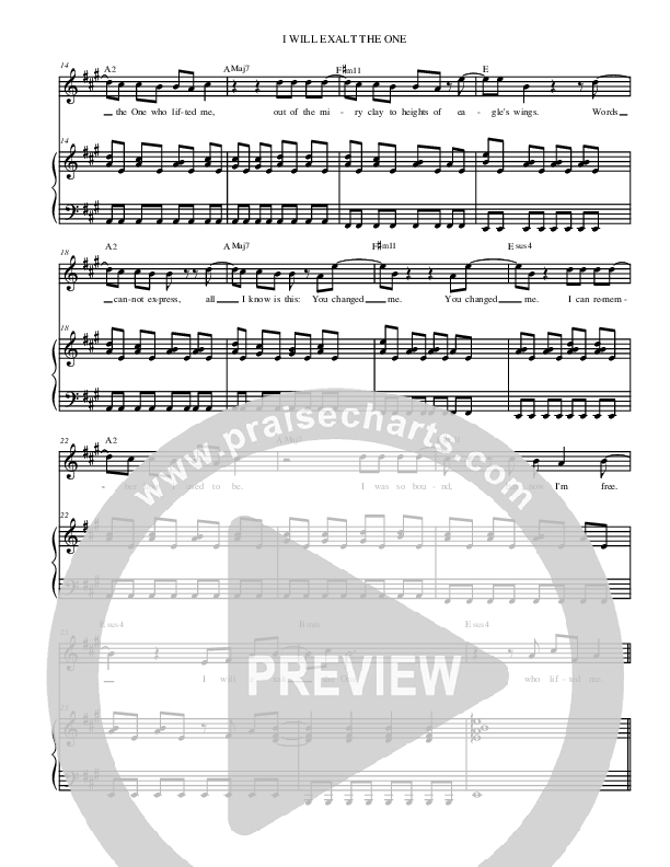 I Will Exalt The One Piano/Vocal (Christ For The Nations)