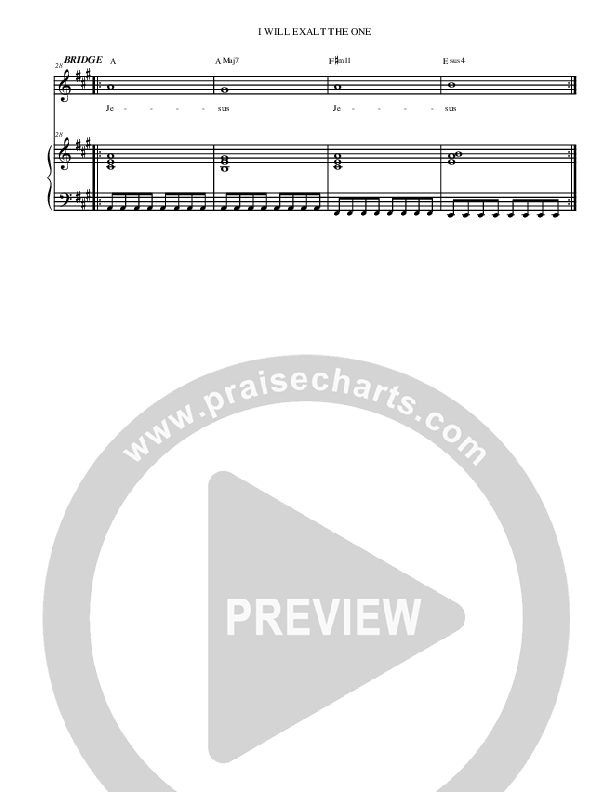 I Will Exalt The One Piano/Vocal (Christ For The Nations)