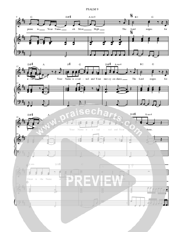 Psalm 9 Piano/Vocal (Christ For The Nations)