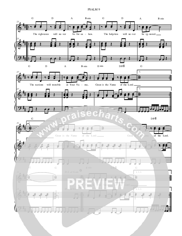 Psalm 9 Piano/Vocal (Christ For The Nations)