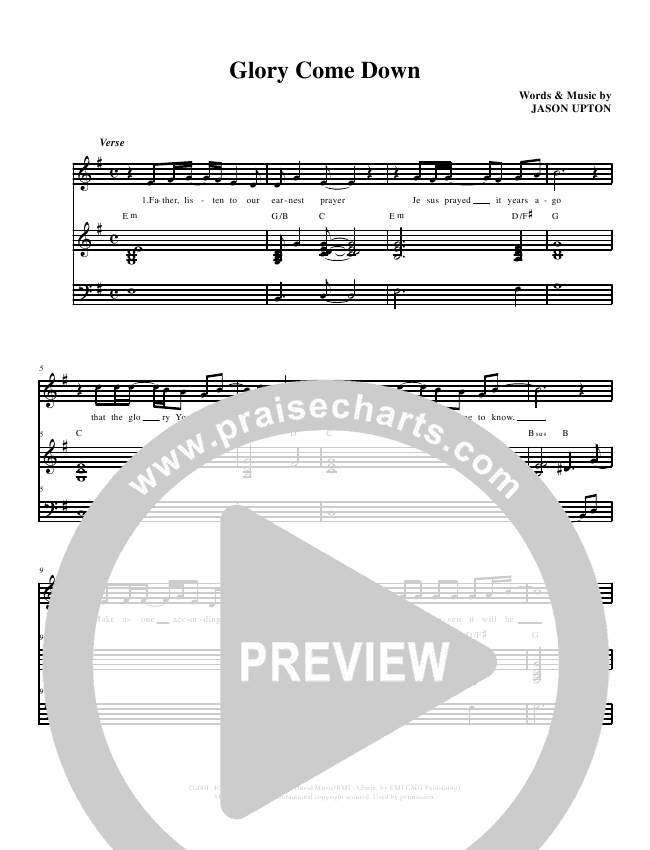 Glory Come Down Sheet Music (Christ For The Nations) PraiseCharts