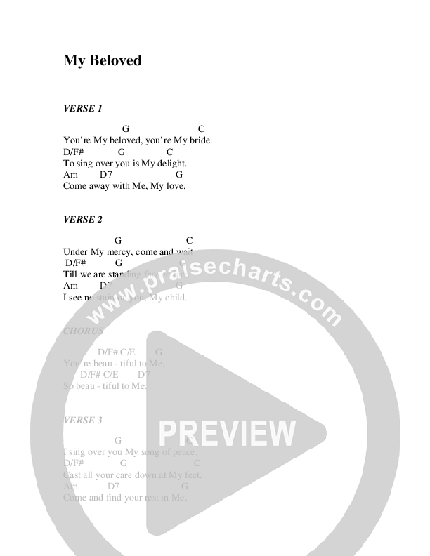 My Beloved Chords & Lyrics (Christ For The Nations)