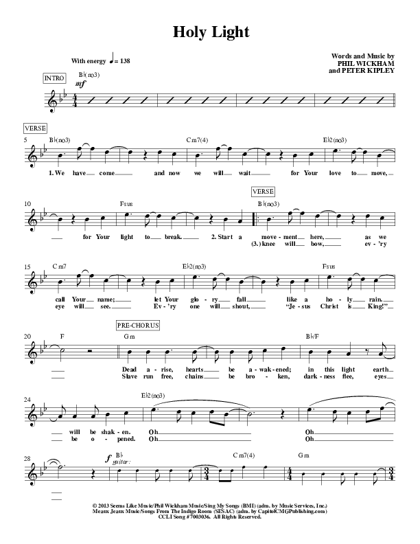 Holy Light Lead Sheet (Phil Wickham)