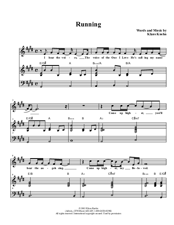 Running Piano/Vocal (Christ For The Nations)