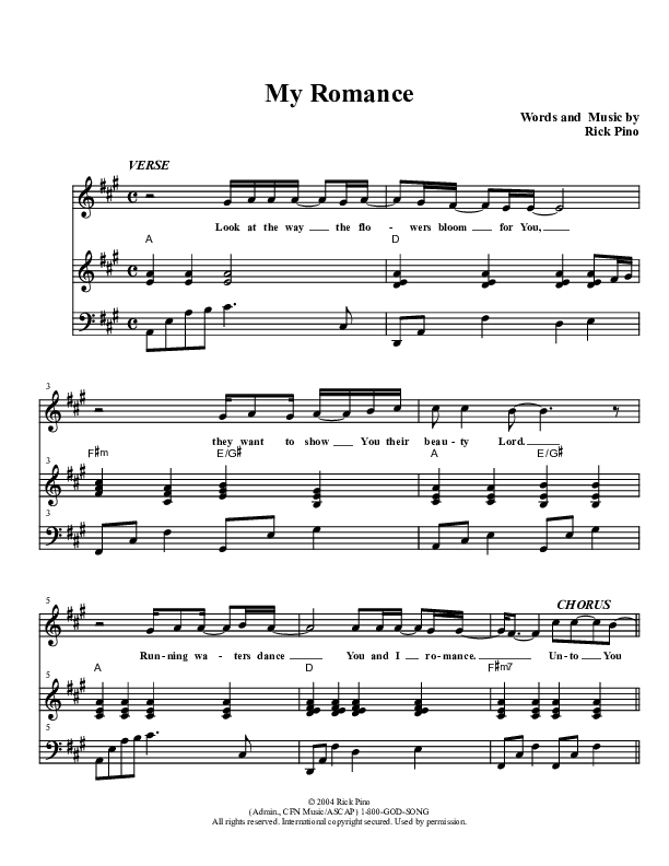 My Romance Piano/Vocal (Christ For The Nations)