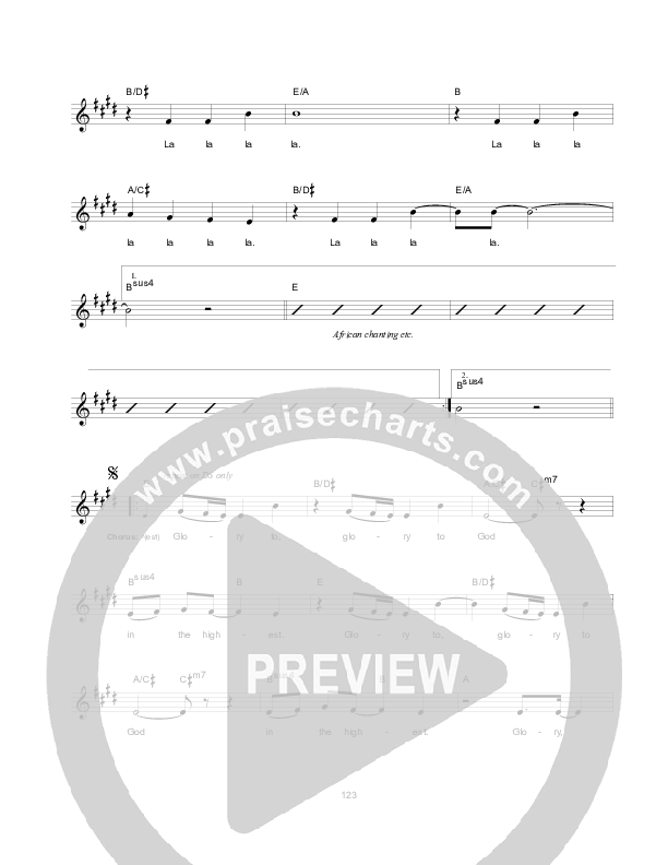 Glory To God Lead Sheet (Hillsong Worship)