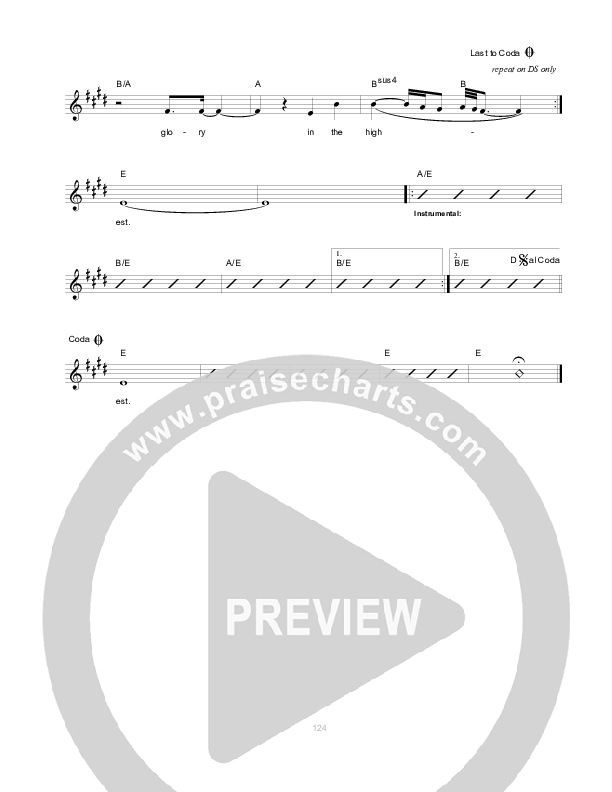 Glory To God Lead Sheet (Hillsong Worship)