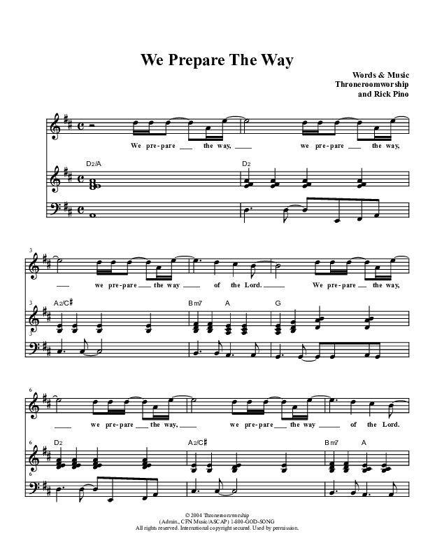 We Prepare The Way Piano/Vocal (Christ For The Nations)