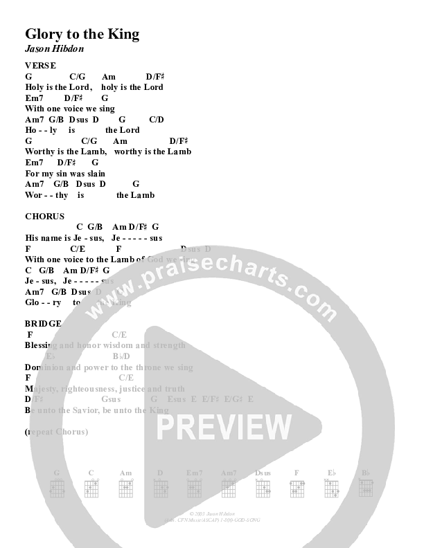 Glory To The King Chords & Lyrics (Christ For The Nations)