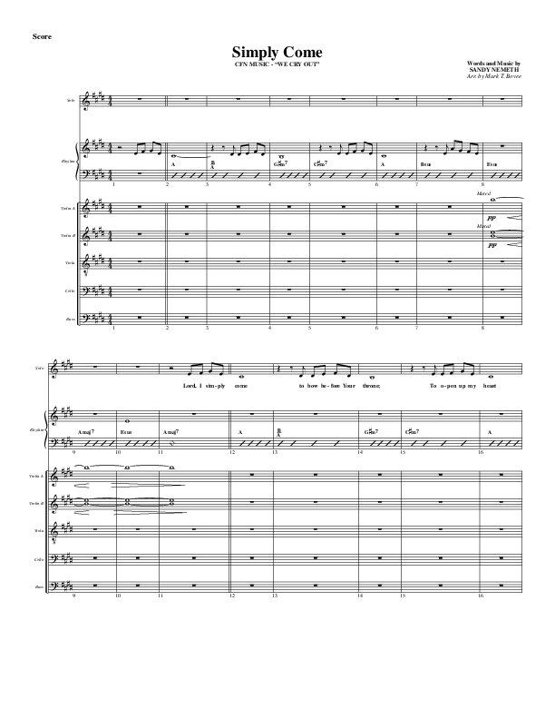 Simply Come Conductor's Score (Christ For The Nations)