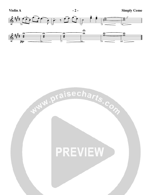 Simply Come Violin 1 (Christ For The Nations)