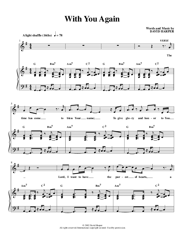 With You Again Piano/Vocal (Christ For The Nations)