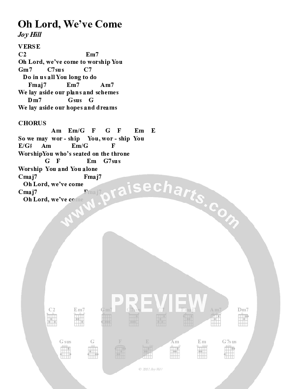 Oh Lord Weâ€™ve Come Chords & Lyrics (Christ For The Nations)