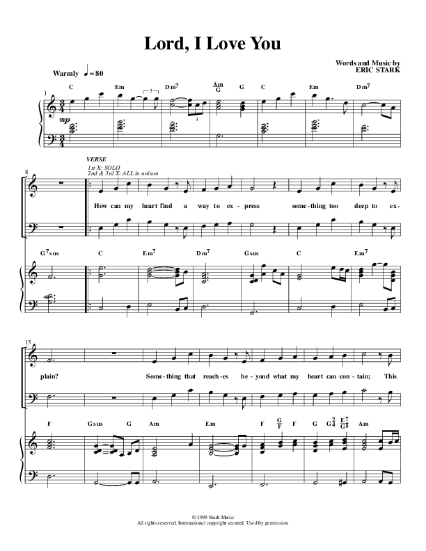 Lord I Love You Piano/Vocal (Christ For The Nations)