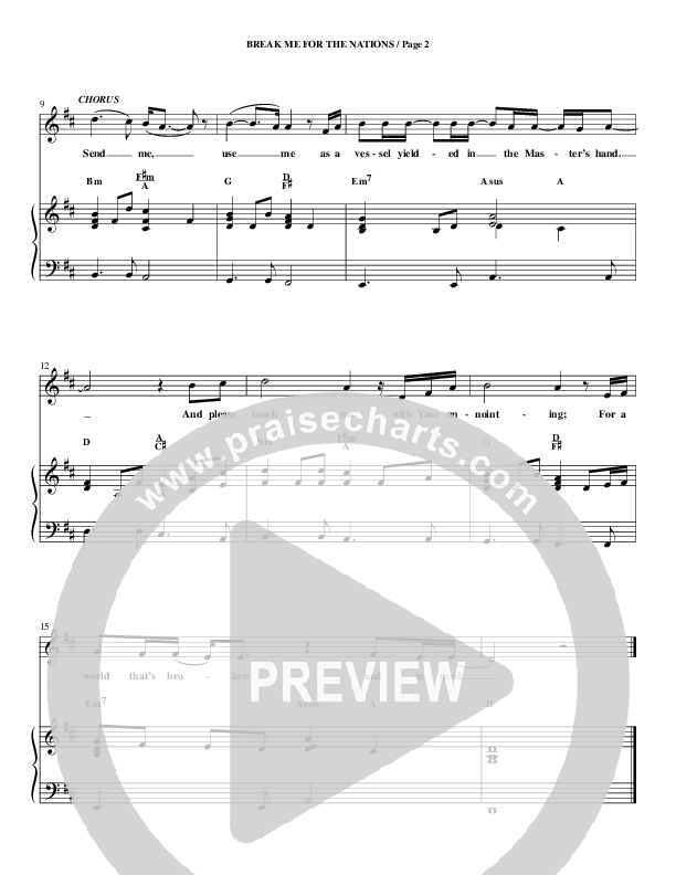 Break Me For The Nations Piano/Vocal (Christ For The Nations)