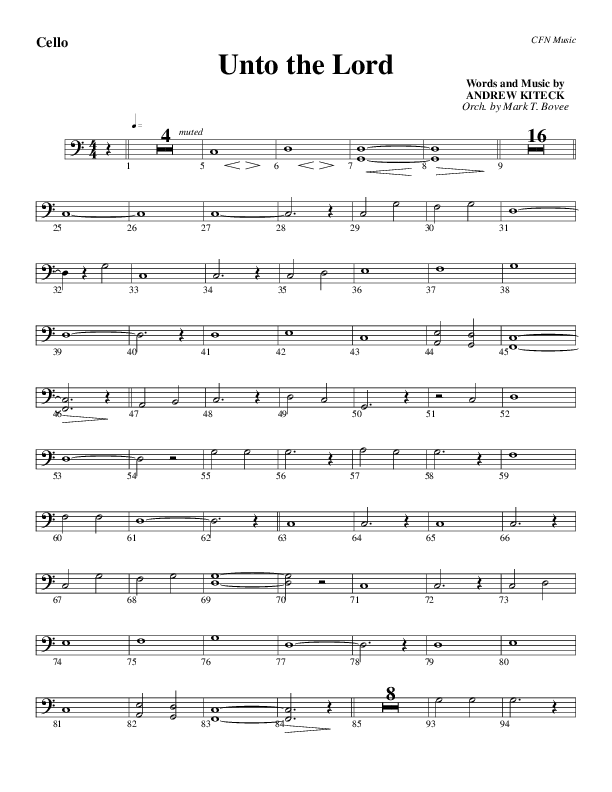 Unto The Lord Cello (Christ For The Nations)