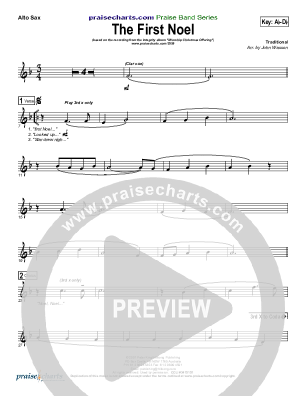 The First Noel Alto Sax (Hillsong Worship)